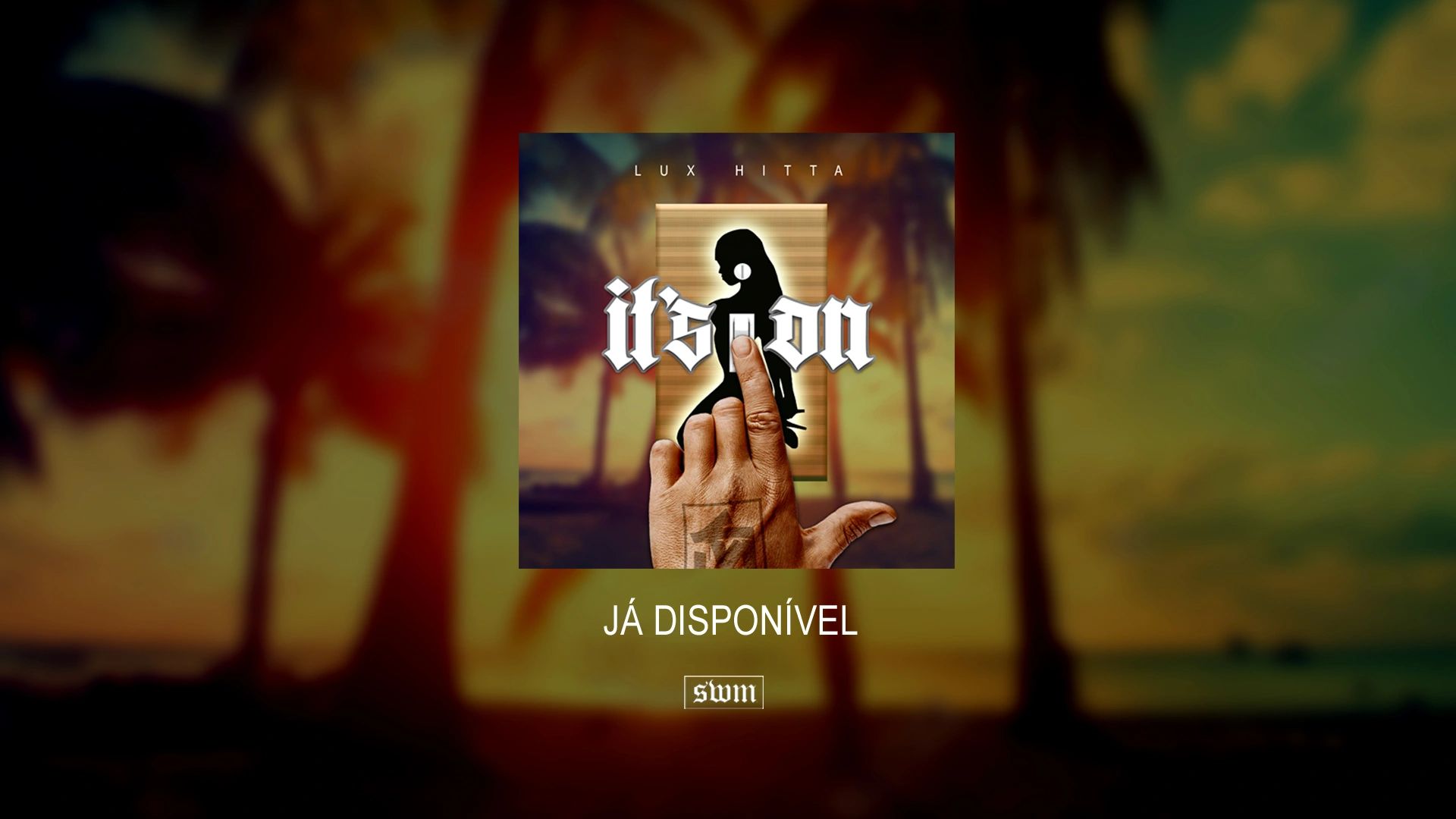Cover art for Lux Hitta's new release "It's On" with a tropical background and hand gesture.