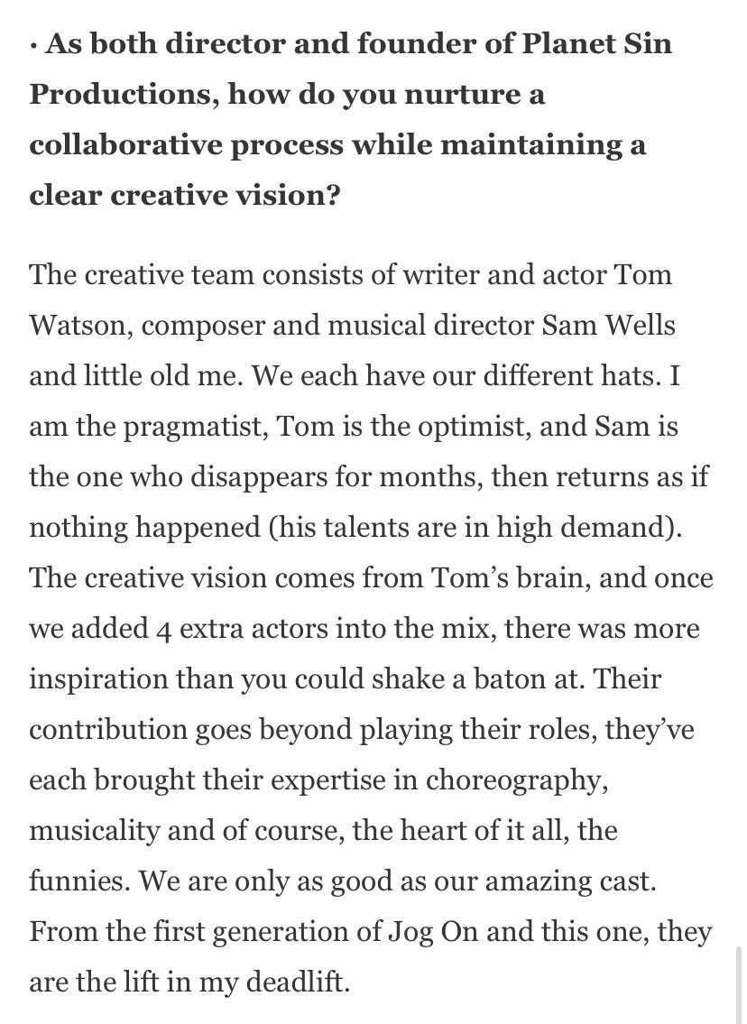 Director discusses nurturing collaboration and creative vision in Planet Sin Productions.