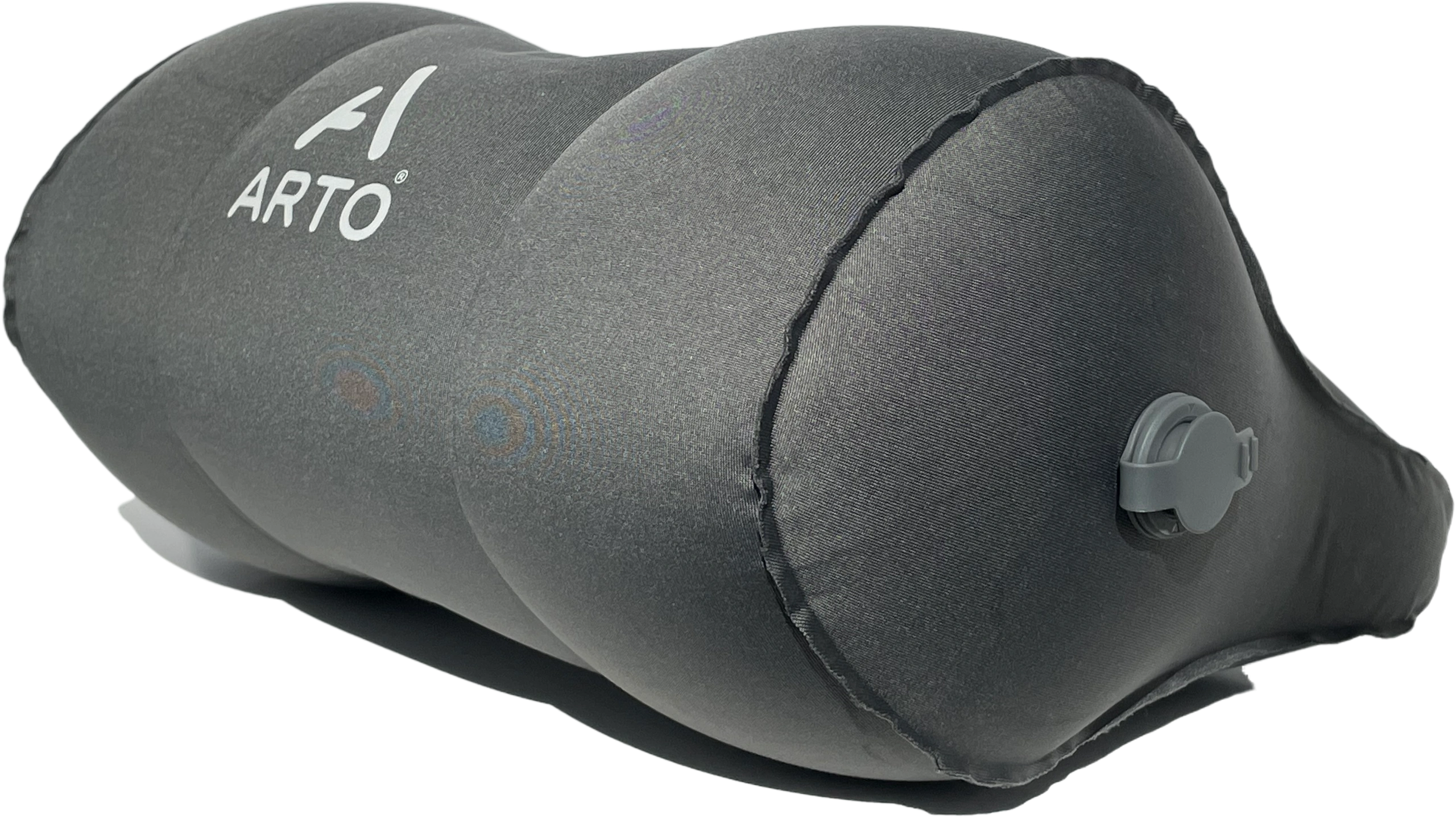 The Arto Pillow - Inflatable lying flat, showing it's teardrop design. 