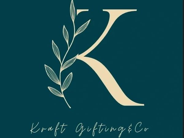 Elegant 'K' logo with a botanical design for Kraft Gifting &amp; Co.