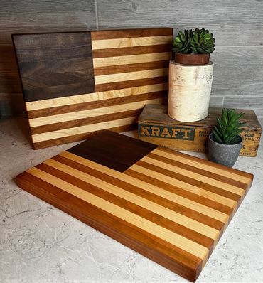 Flag cutting board -cherry, maple, and walnut