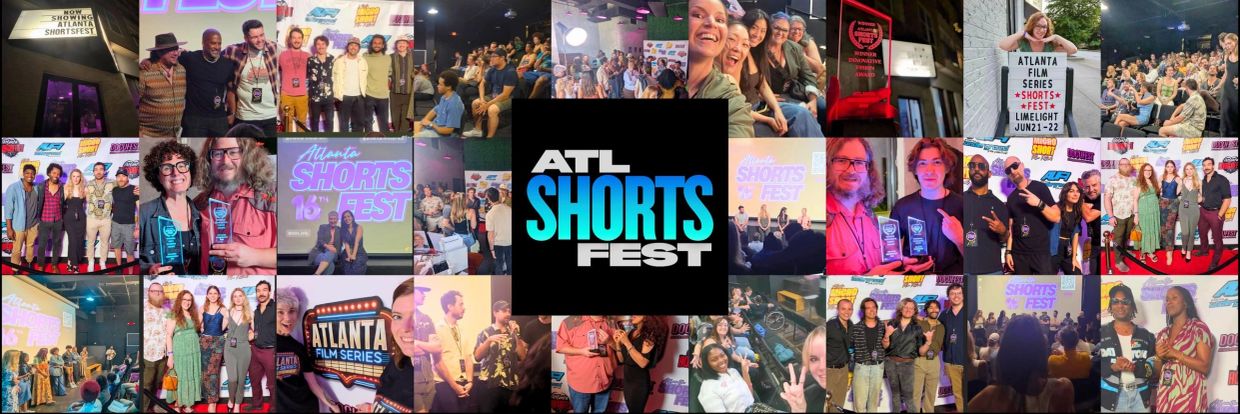 Collage of lively moments from the ATL Shorts Fest showcasing awards, audiences, and group photos.