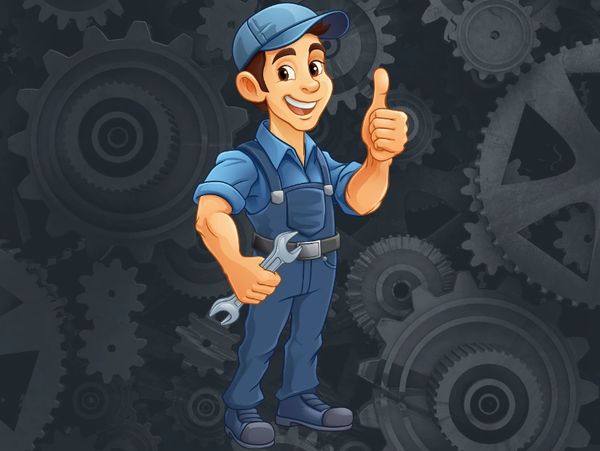 The Auto-Mate Mechanical & Repairs cartoon mascot