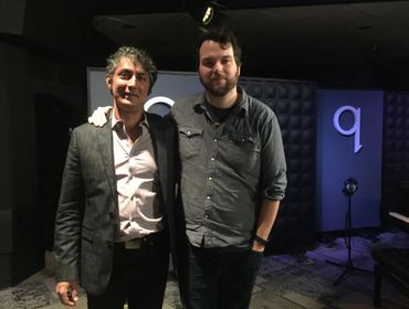 Writer Arun Lakra with Tom Power from CBC Radio Q