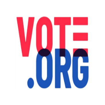 Vote.org Logo and a Link to their website. 