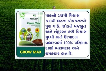 ગ્રો મેક્સ ખાતર ઉત્પાદન વધારે દાણા ભરાવદાર કરે છોડને તંદુરસ્ત કરે અને પોષક તત્વો પૂરા પાડે