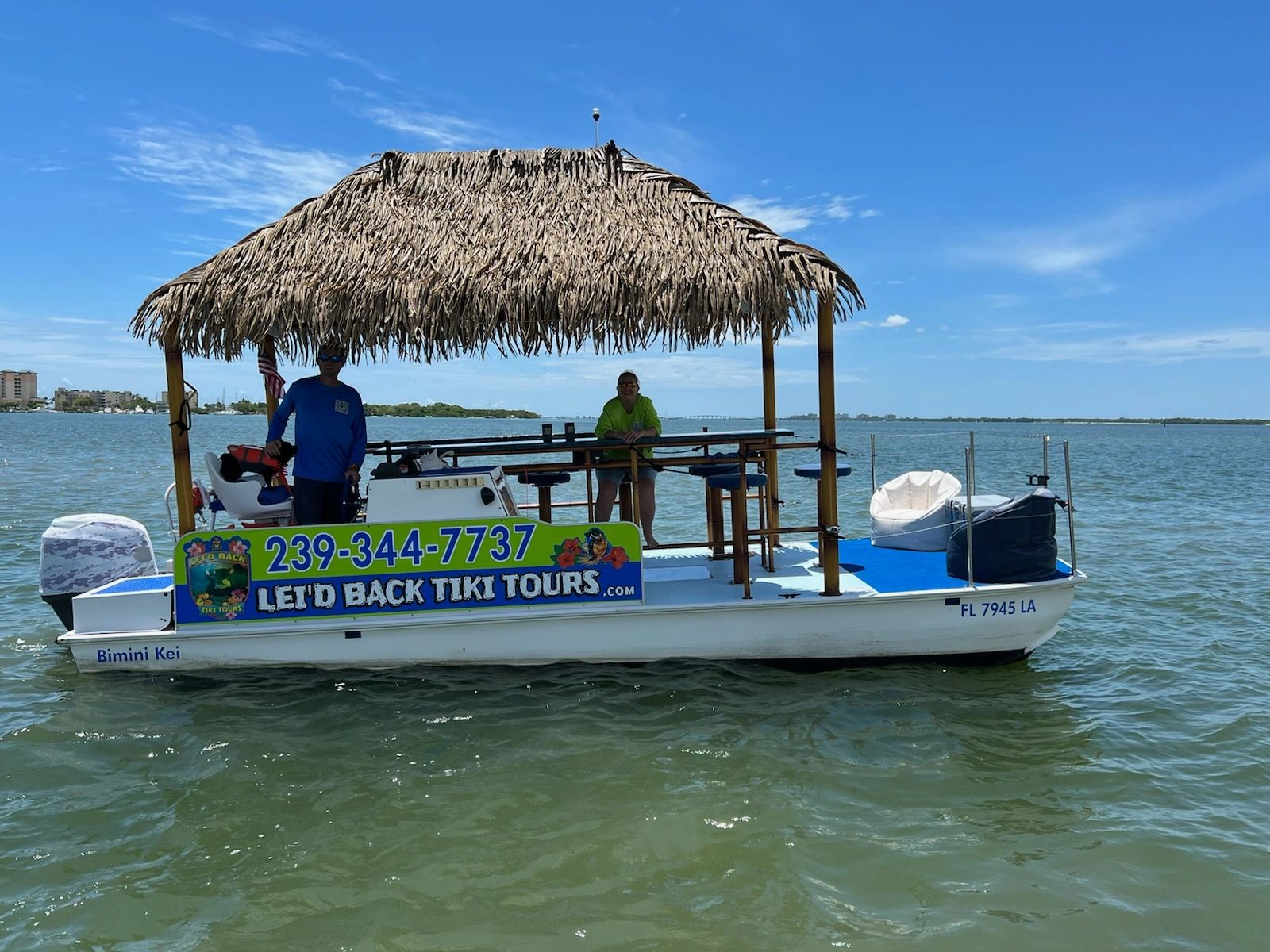 Boat cruise.  Private sightseeing tiki boat tours and sunset tiki boat tours