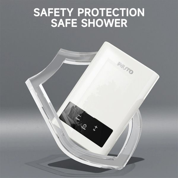 White waterproof device with safety protection for showers.