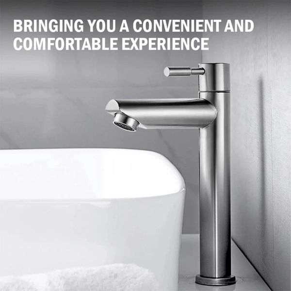 Modern stainless steel faucet next to white sink for a comfortable experience.