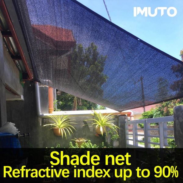 Shade net providing up to 90% refractive index for outdoor protection.