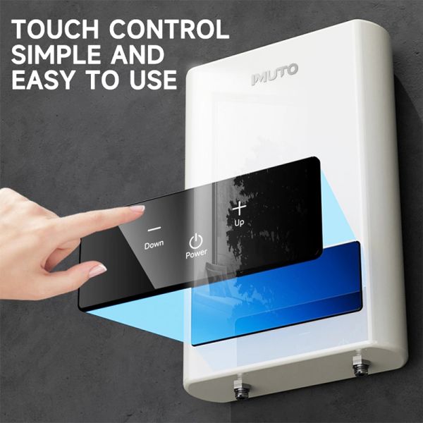 Wall-mounted device with touch control panel for easy use.