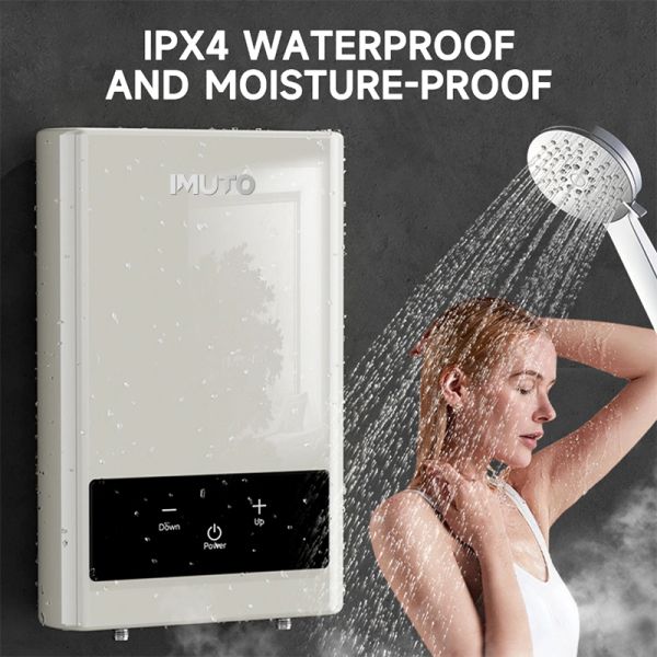 Waterproof and moisture-proof water heater with IPX4 rating.