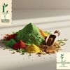 Vibrant organic spice powders with wooden scoop, promoting natural living with Logique.