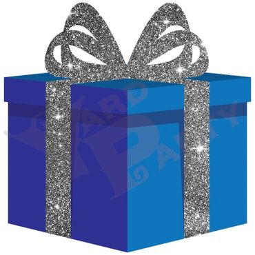 Gift - Blue with Silver Glitter Bow