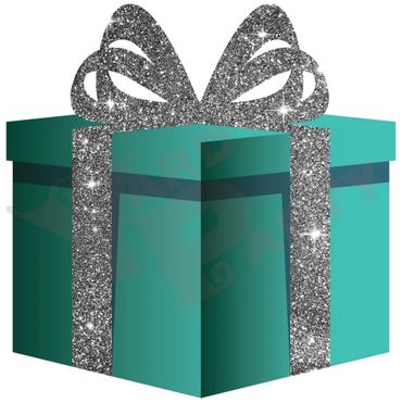 Gift - Teal with Silver Glitter Bow
