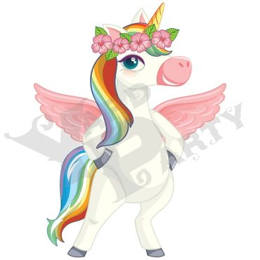 Unicorn Theme - Unicorn with Pink Wings Standing