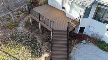 Deckorators decking with steel railings outdoor living in Aurora Colorado. Best custom deck Builder