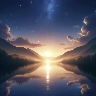 Tranquil landscape at dusk reflecting emotional healing and personal growth featuring a serene lake.