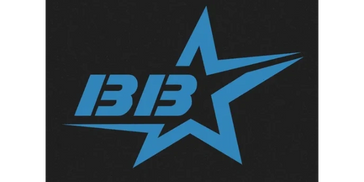Blue star logo with stylized 'BB' letters inside on black background.