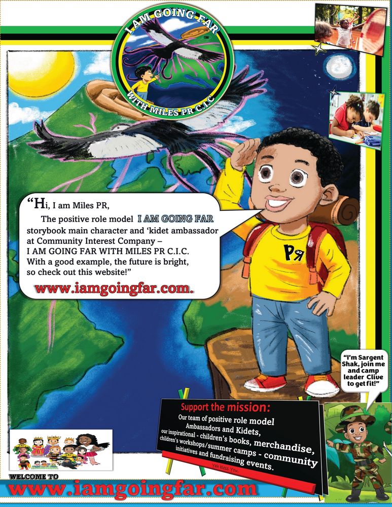 Website flyer for community interest company I AM GOING FAR WITH MILES PR C.I.C. www.iamgoingfar.com