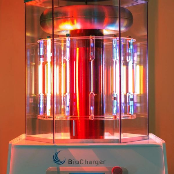 A brightly glowing BioCharger frequency machine