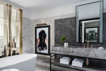 Pietra Grey Marble Vanity and Shelf GR Bathroom