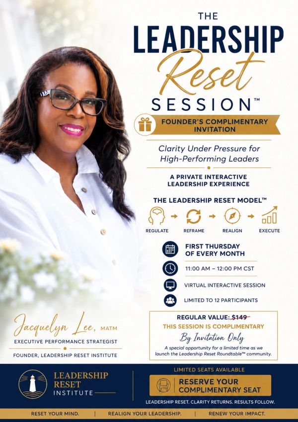 Leadership Reset Session complimentary invitation for high-performing leaders.