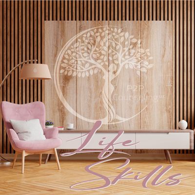 Cozy room with modern chair, floor lamp, and wooden wall decor.