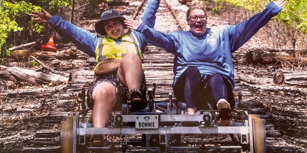 Scenic RailRiders Guides enjoying a railbike tour.