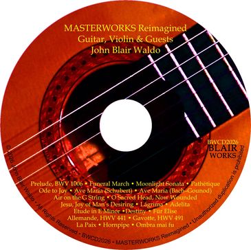 CD cover featuring a close-up of a guitar with classical music titles.