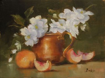 Copper Cup with Peach Blossoms
Oil, 6x8
$775