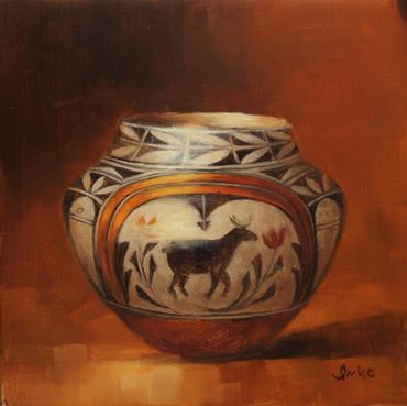 Zia Storage Pot with Deer
Oil, 6x6
$625
