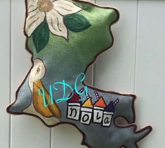 Louisiana Themed Burlap Door Hanger