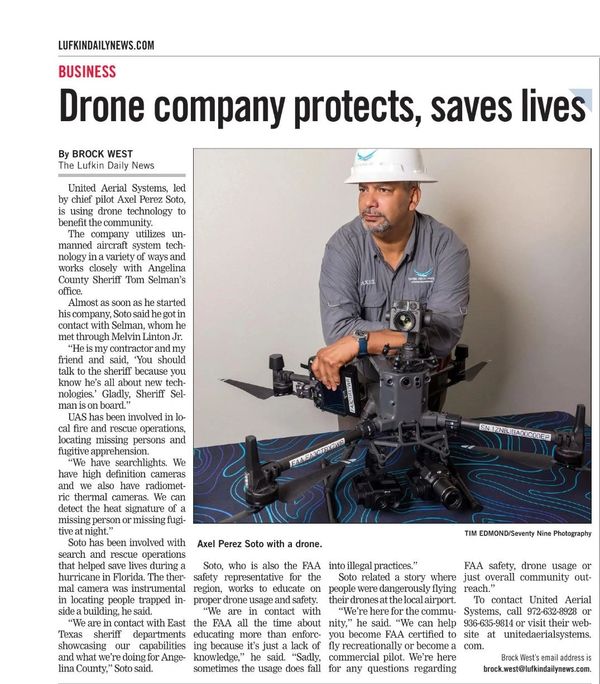 Drone company saves lives using technology.