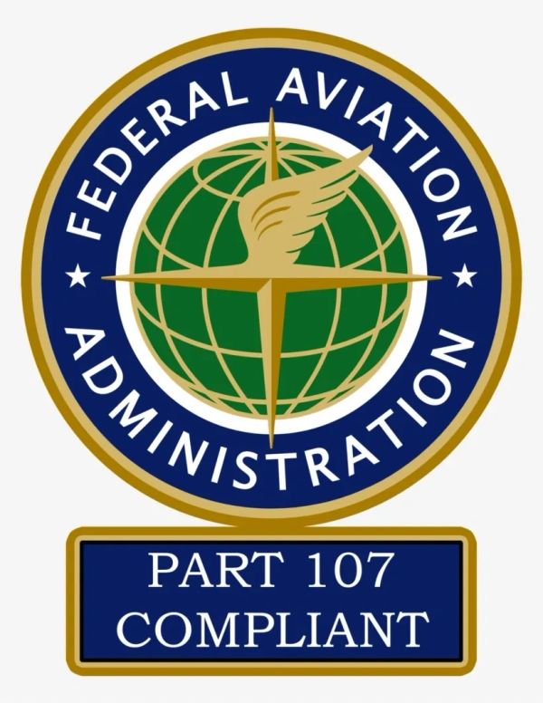 Federal Aviation Administration Part 107 Compliant badge.
