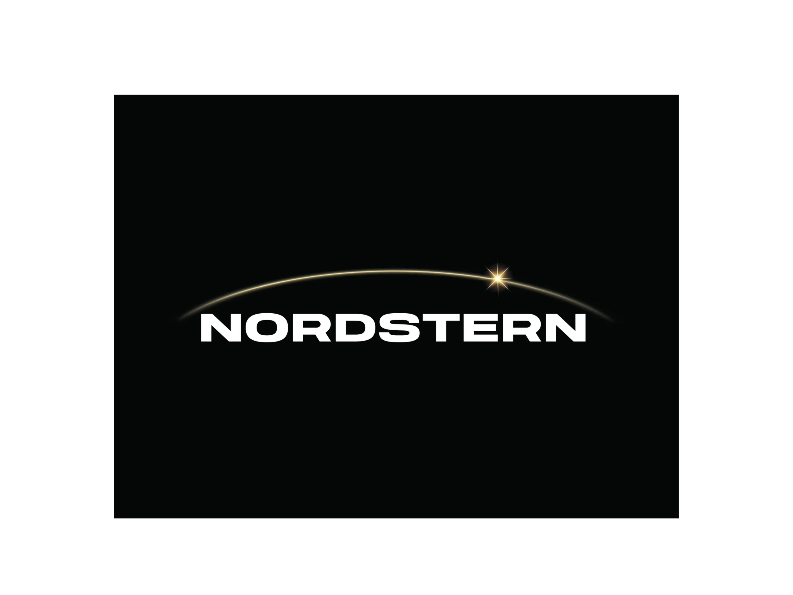 Logo with the word NORDSTERN and a glowing star above it on a black background.