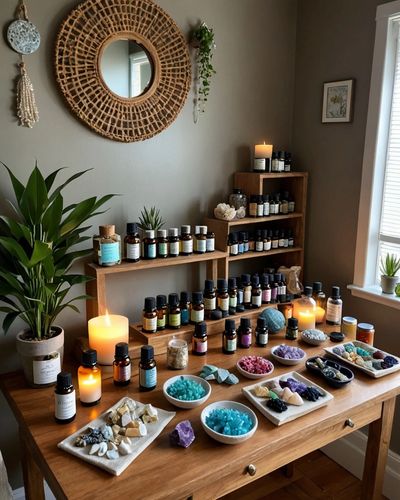 Crystal and essential oils for holistic healing 