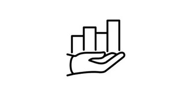 Hand holding a bar graph symbolizing support or growth.