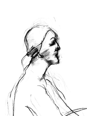 Drawing of woman seated