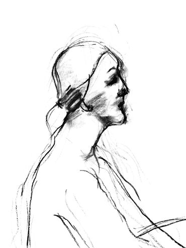 Drawing of woman seated