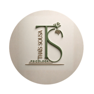 Logo verde de Thaís Sousa Psicóloga com design botânico.