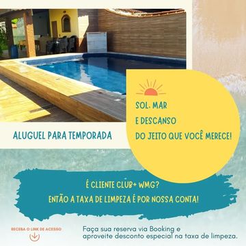 Anúncio de aluguel de temporada com piscina.