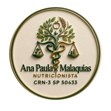 Logo redondo de nutricionista com árvore e balança.
