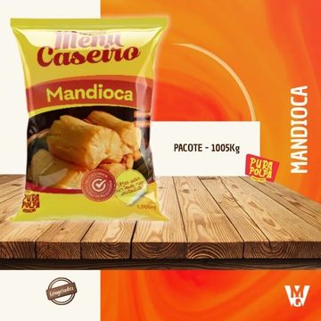 Pacote de mandioca congelada Menu Caseiro de 1kg.