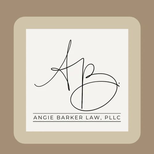 Off-white background with the initials AB in black handwriting script. Name of the law firm below.