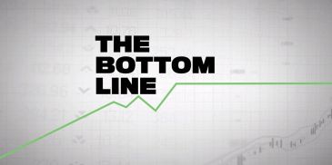 Text 'THE BOTTOM LINE' with a rising green line graph in the background.