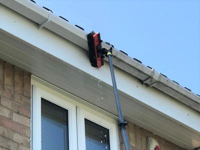 Claening fascias and soffits with reach equipment in Leeds