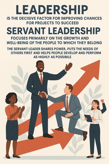 Illustration explaining servant leadership and its impact on project success.