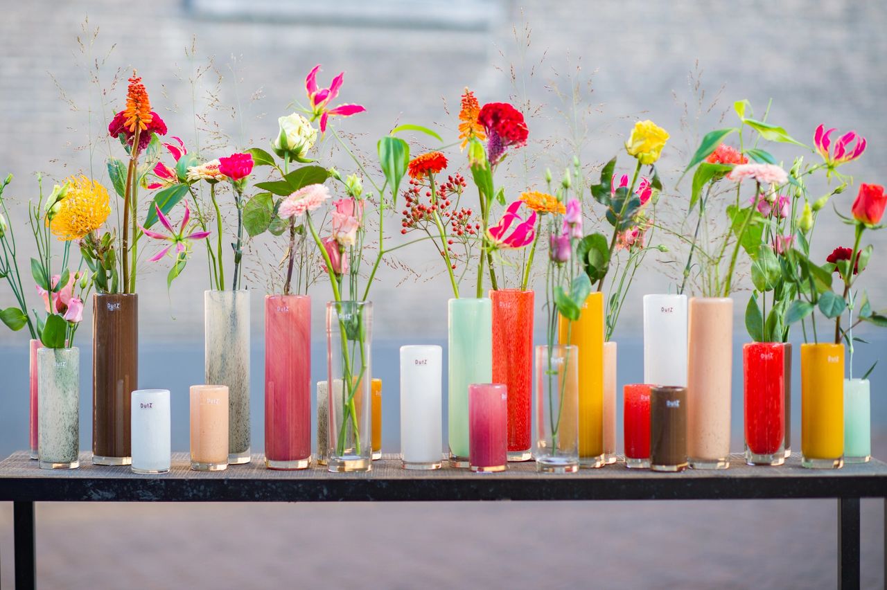 DutZ Collection glassware handcrafted handblown wholesale UK clear coloured glass vases hurricanes