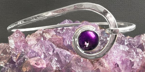 Amethyst Sterling Silver Bracelet handmade by Ron Cravens League of NH Craftsmen Artisan
